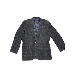 Mark Shale Wool Blazer 2 Button Glen Plaid Gray Heritage Check Vintage USA 46R